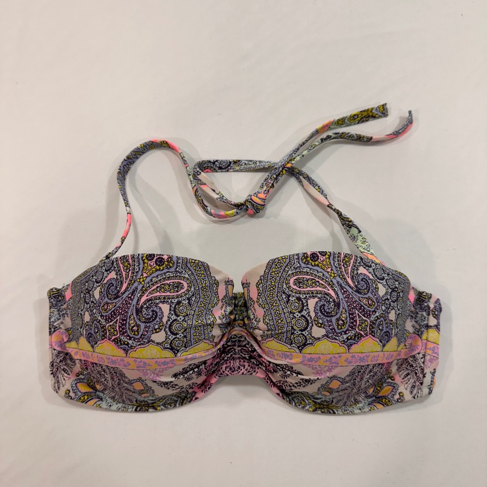 Victorias Secret The Flirt‎ Bandeau Bikini Top Women 34D Paisley Push Up | Boho